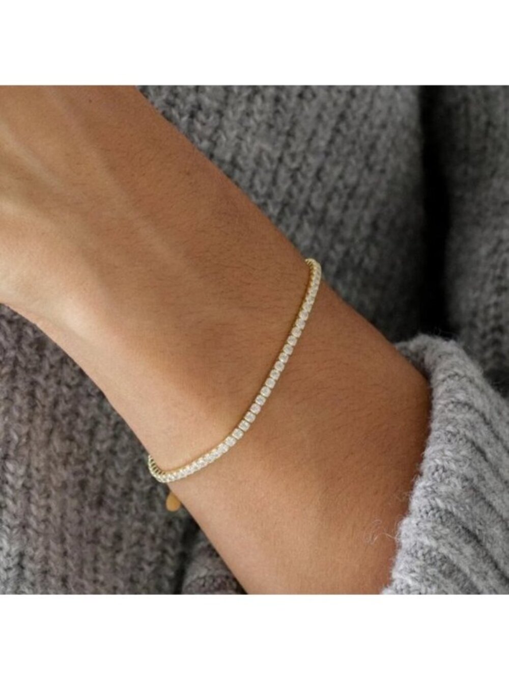 Stretchy Tennis Bracelet 100% WATERPROOF Summer Jewelry Pretty Gold CZ Bracelet